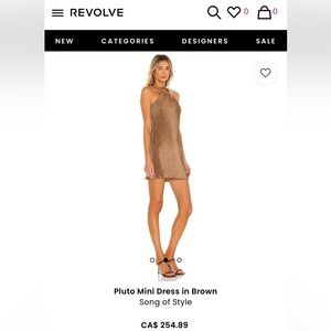 NWT Revolves “Song of Style” Pluto Mini Dress in Brown